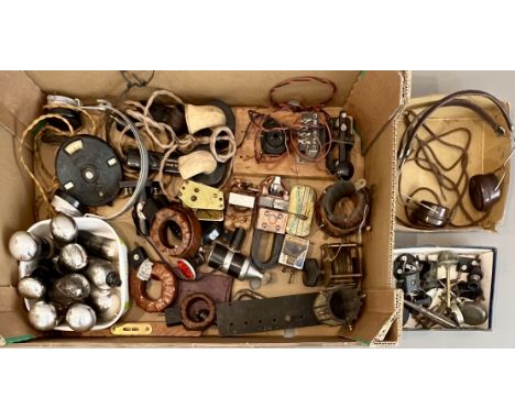 A quantity of 1930s / WW2 period radio equipment and parts - including a home-built morse code machine; various radio valves 