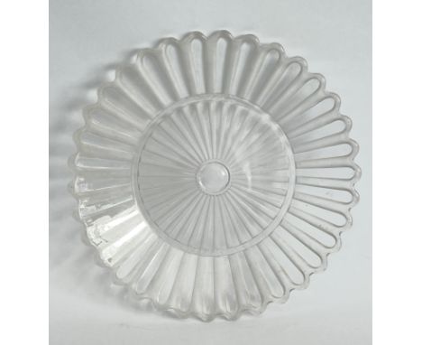 A Baccarat moulded glass 'sunburst' dish - second quarter 20th century, signed just inside the rim, in clear and frosted glas