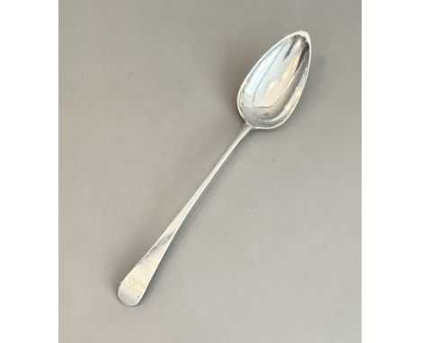 A George III provincial silver Old English pattern basting spoon - John Langlands II, Newcastle 1801, with pointed ovoid bowl