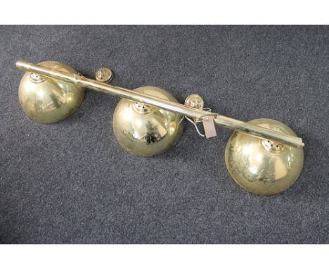 A brass three way snooker table light 