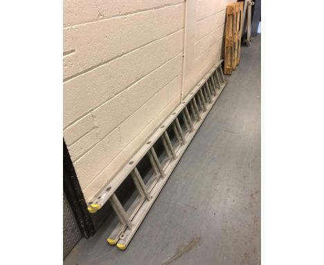 An aluminium double extension ladder 
