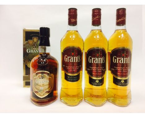 WILLIAM GRANT'S AGED 18 YEARS
Blended Scotch Whisky
70cl, 40% volume, in carton.
GRANT'S (3)
Blended Scotch Whisky
70cl, 40% 