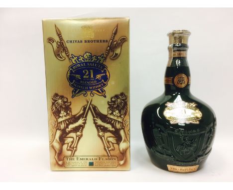 CHIVAS REGAL ROYAL SALUTE AGED 21 YEARS EMERALD FLAGON 
Blended Scotch Whisky 
75cl, 40% volume, in emerald Spode ceramic fla