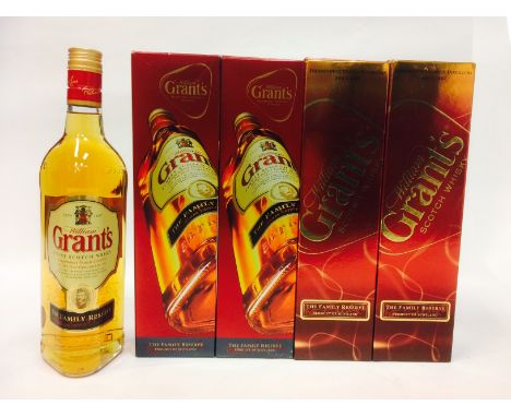 GRANT'S FAMILY RESERVE (5)
Blended Scotch Whisky. 
70cl, 40% volume, in carton.
5 bottles.  CONDITION REPORT: Some damage to 