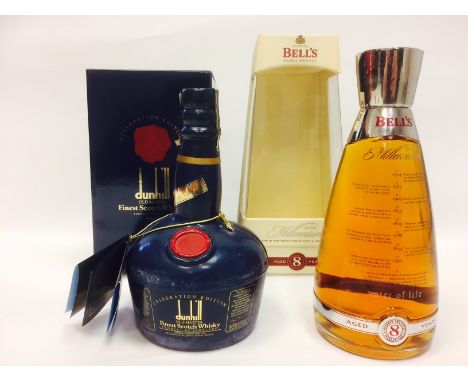 DUNHILL OLD MASTER
Blended Scotch Whisky
Bottle no. QA34189. 700ml, 43% volume, in carton.
BELL'S MILLENNIUM AGED 8 YEARS
Ble