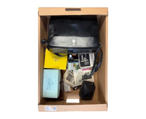 Voigtlander Bessa I folding camera, Miranda Sensoret, Canon Auto Zoom Super 8 cine camera in case and camera accessories incl