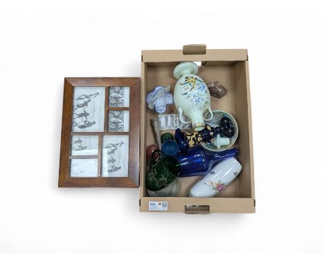 Continental silver vase and a collection of ceramics and glassware, including enamelled urn, Goldscheider deer figure, etcCon