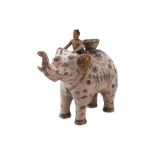 A LARGE VIETNAMESE POLYCHROME ELEPHANT EWER