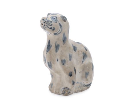 A VIETNAMESE BLUE AND WHITE DOG WATER DROPPER
15th Century, modelled as a dog seated sejant with paws to the ground, tail cur