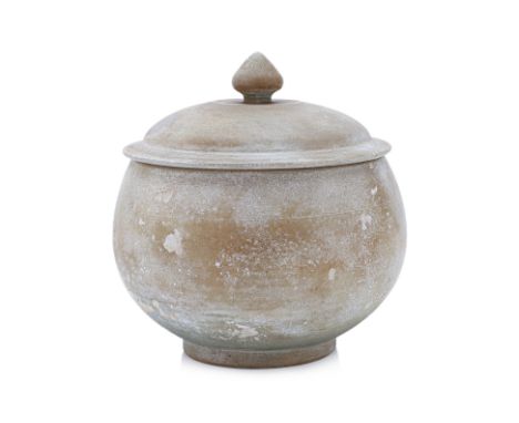 A LARGE THAI WHITE GLAZED BOWL AND COVER Sawankhalok, 15th-16th Century, bulbous form with rounded sides and inverted rim, a 