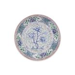 A LARGE VIETNAMESE POLYCHROME TREE PEONY DISH