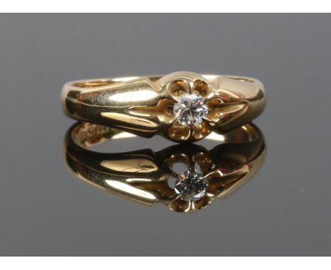 A Victorian 18ct gold gentlemans solitaire diamond signet ring, size R.