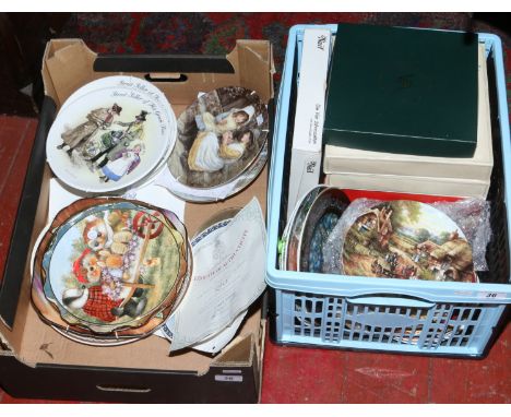 Two boxes of collectors plates, some boxed and some with certificates, including Royal Worcester and Wedgwood etc.