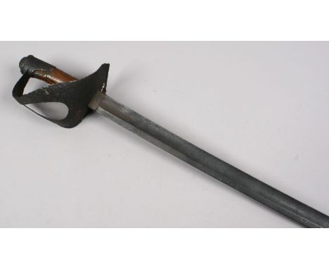 An Imperial German Army heavy cavalry Officers sword by Shnitzler & Kirschbaum. With sheet steel basket hilt and fullered bla