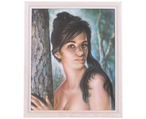 A retro 1960s head and shoulder print of "Tina", by Joseph Henry Lynch, framed by Boots, 65cm x 54cm overall, framed