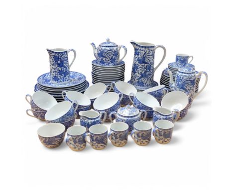 Vintage Noritake blue and white tea service, and matching coffee set, including jugs, teapot and coffee pot (84 pieces)All pi