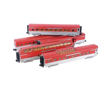An MTH Rock Island 5-car passenger set, including a Valle Vista, Laquinta with viewing dome, Valle Mar, Lamiranda, and an 820