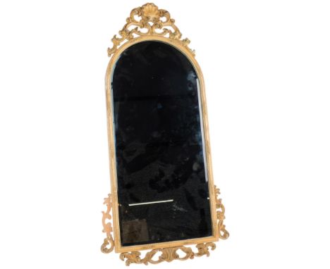 A Vintage bevel-edge arch-top wall mirror, overall height 95cm