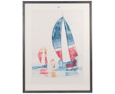 Martin Tobias (1932 - 2024), Seaward, embossed colour etching, signed in pencil, no. 99/250, plate 60cm x 44cm, 83cm x 63cm o