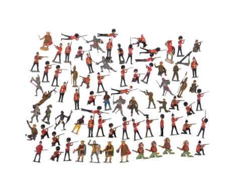 A collection of Vintage painted lead figures, including soldiers, knights, etc