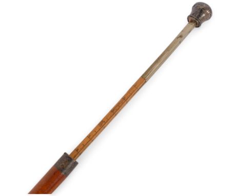 Late Victorian silver-topped Malacca horse measuring stick, hallmarks Birmingham 1899, L93cmSilver top is dented, Malacca in 