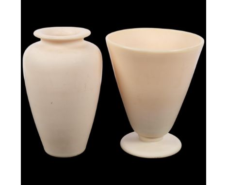 A Vintage opaline glass baluster vase, 21cm, and another on foot