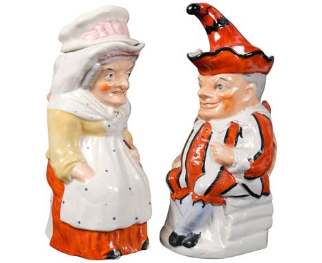 A pair of Vintage ceramic Punch and Judy Toby jug figures, H29cm