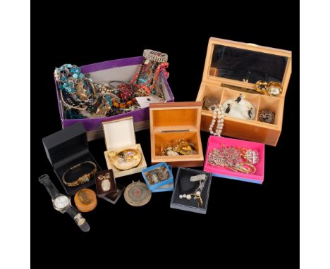Various Vintage and Antique costume jewellery, including Georgian coral pendant necklace, rings, etc