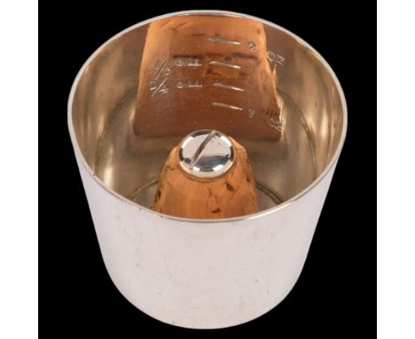 DUNHILL - a Vintage silver plated combination bottle stopper/measure, tapered cylindrical form, 5cm