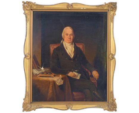 An Antique oil on panel, portrait study of a seated gentleman, 35cm x 30cm overall, gilt-framed