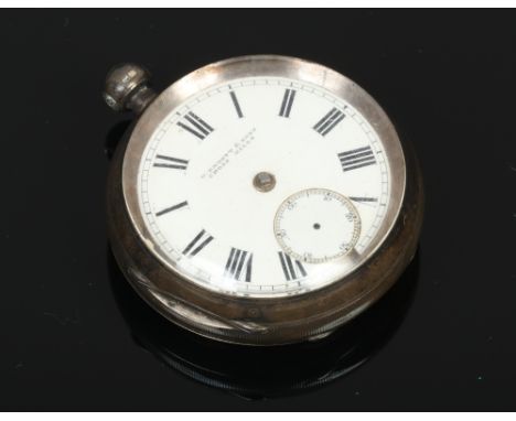 A silver cased pocket watch assayed Birmingham 1895 with white enamel dial, second subsidiary dial and Roman numeral baton ma