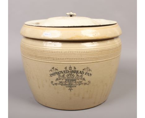 A 19th century Doulton &amp; Co. Lambeth stoneware improved bed pan with enamel lid.