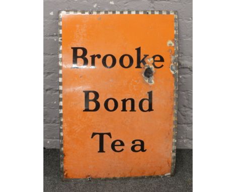 A vintage Brooke Bond tea enamel advertising sign, c.1940. 74cm x 50cm.