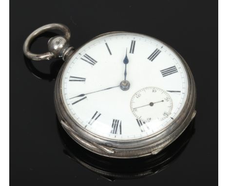 A Victorian silver cased fusee pocket watch with enamel dial and subsidiary seconds, assayed London 1871.Condition report int