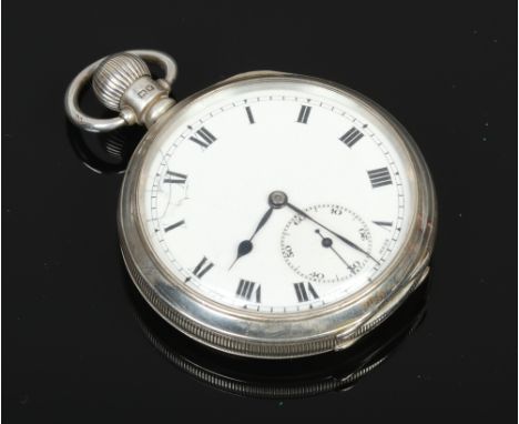 A silver presentation pocket watch with enamel dial and subsidiary seconds, assayed Birmingham 1921.Condition report intended