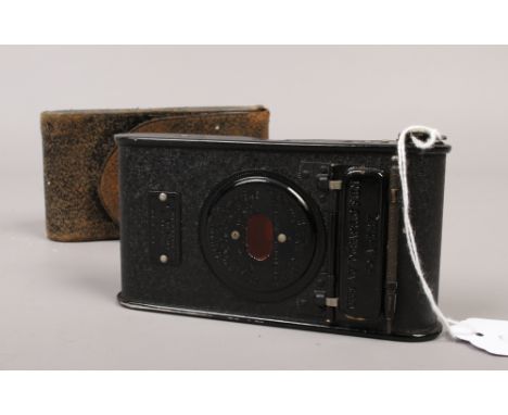 An early 20th century Kodak vest pocket autographic 127 film and camera The Soldiers Camera in makers case.