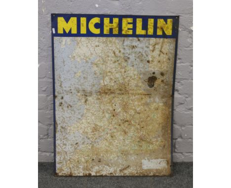A vintage Michelin tin advertising sign depicting a road map of England.