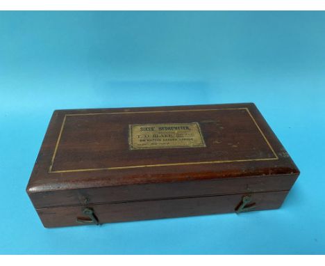 A mahogany cased 'Sikes Hydrometer'