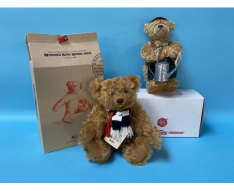 A boxed modern Steiff teddy bear and a boxed Hermann bear