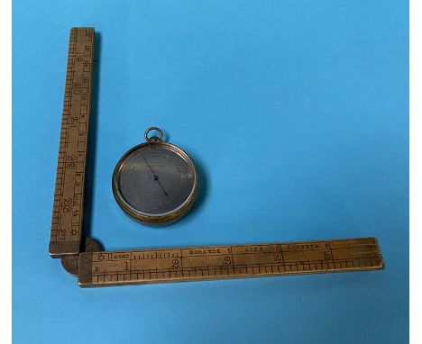 A boxwood rule and a pocket Gardner and Co. barometer