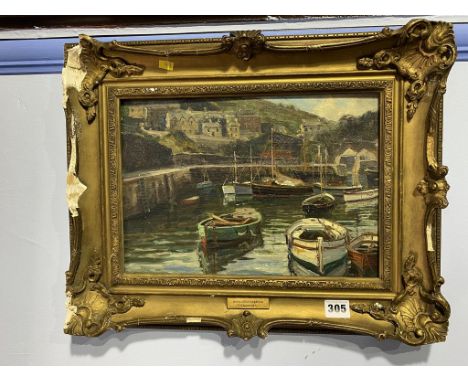 F. M. Bennett, oil, signed, 'Mevagissey Harbour', 24 x 34cm