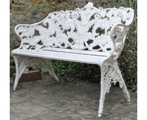 A Coalbrookdale style fern pattern garden bench, 150 cm wide
