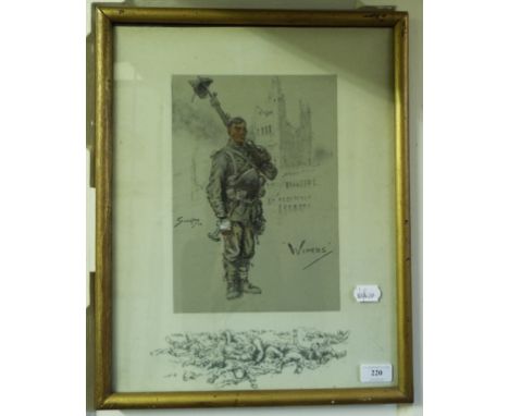 A Charles Johnson Payne 'Snaffles' print, Wipers, with the 'Snaffles' blindstamp, dated 1914