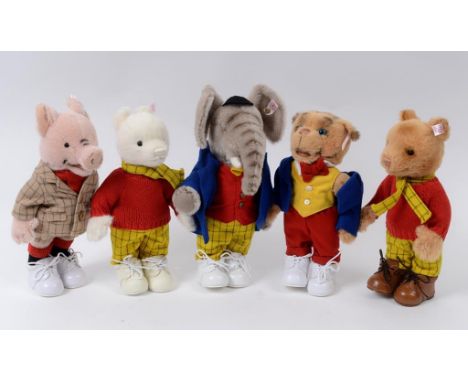 A Steiff limited edition Rupert teddy bear, Rupert (brown), 621/1973, 653599, and four other limited edition bears, Rupert (w