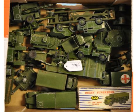 A Dinky Supertoys 10-Ton Army Truck, 622, boxed, and assorted unboxed Dinky military vehicles and weaponry (box) 