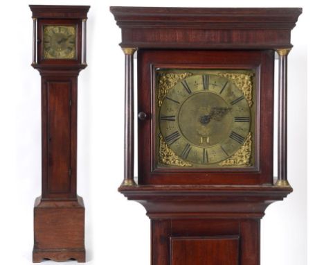 A longcase clock, the 24.5 cm square brass dial signed Thos Muddle, Tunbridge Wells, with a calendar aperture and Roman numer