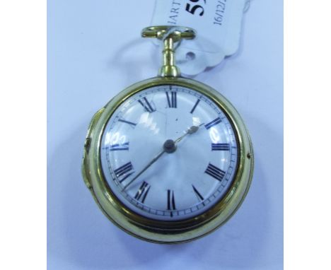 An 18th century pair cased pocket watch, the movement signed Chas Summers, N1725, in a gilt metal case Condition report Repor