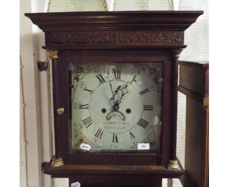 A longcase clock, the 30 cm square painted dial having Roman and Arabic numerals, date aperture, and subsidiary dial, signed 