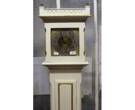 A dwarf longcase clock, fitted an eight day movement, in a painted case, 79 cm high