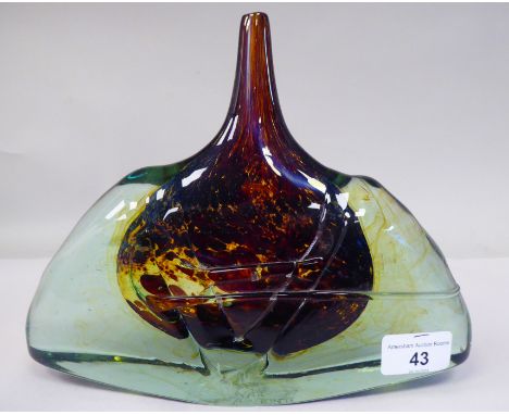 A Mdina multi-coloured glass axe head vase&nbsp; bears indistinctly inscribed initials &amp; dated 1977&nbsp; 8"h 